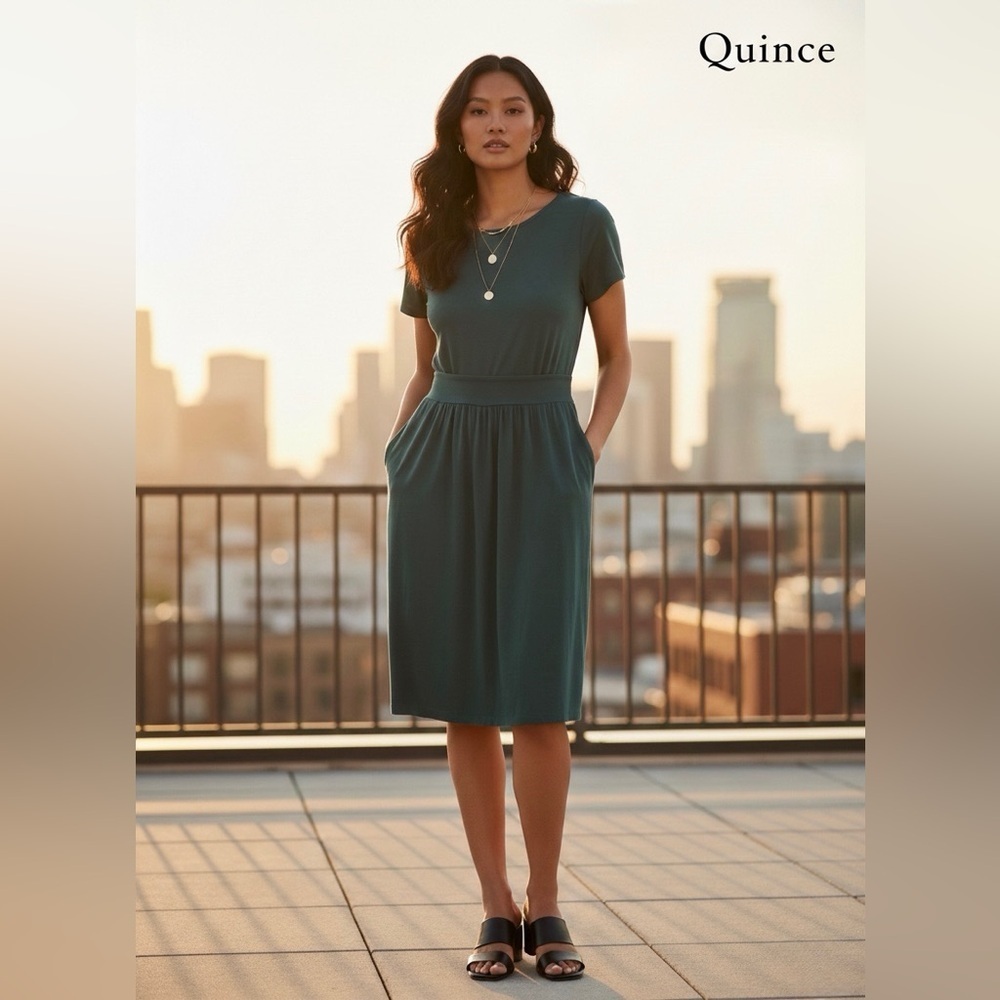 Quince Green Midi Shirt dress size XL NWT